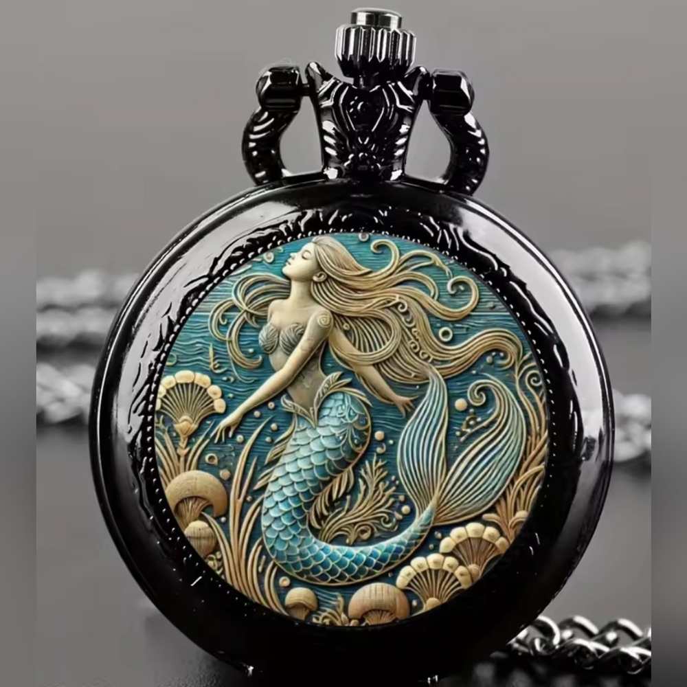 Mermaid Pocket Watch Necklace